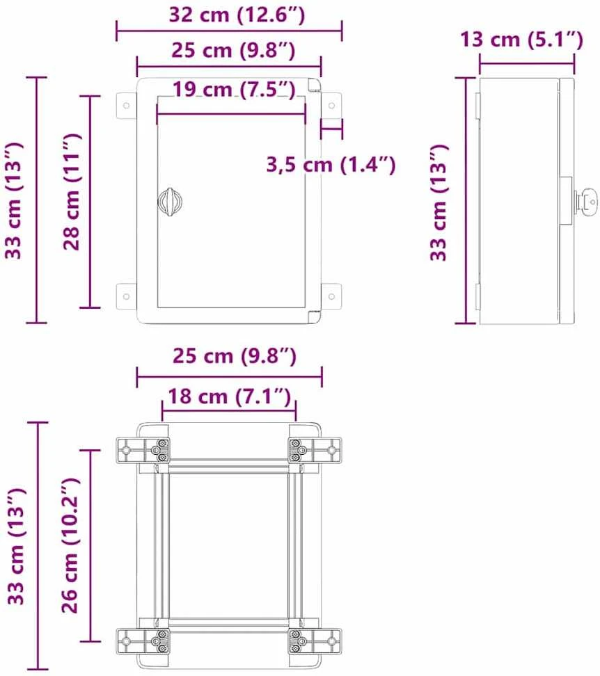 Control Cabinet Pilka 32 x 13 x 33 cm ABS plastikas