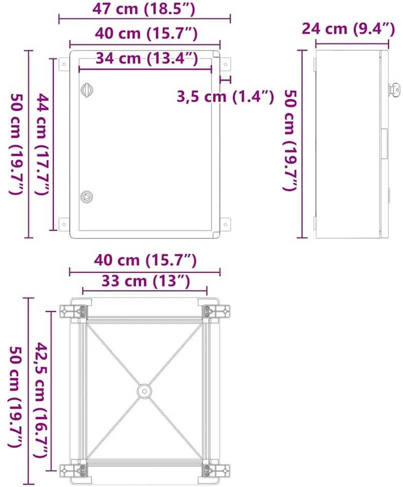 Control Cabinet Pilka 47 x 24 x 50 cm ABS plastikas