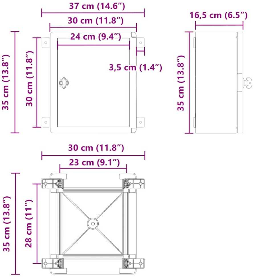 Control Cabinet Pilka 37 x 16,5 x 35 cm ABS plastikas