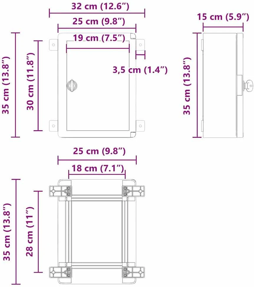 Control Cabinet Pilka 32 x 15 x 35 cm ABS plastikas