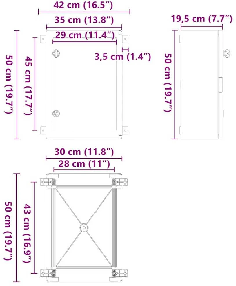 Control Cabinet Pilka 42 x 19,5 x 50 cm ABS plastikas