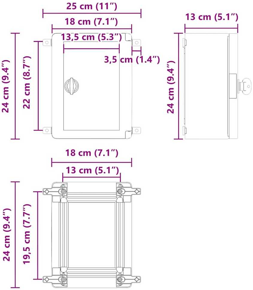 Control Cabinet Pilka 25 x 13 x 24 cm ABS plastikas