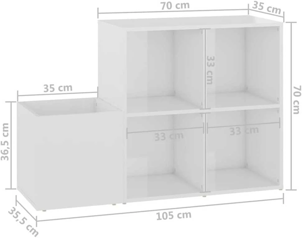 Koridoriaus spintelė batams, balta, 105x35,5x70cm, mediena