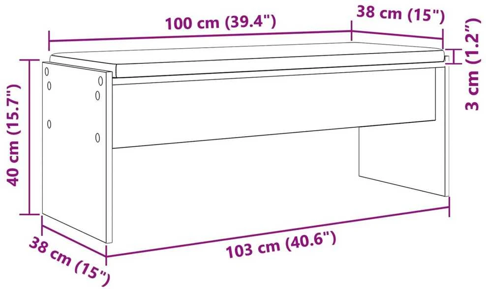 Koridoriaus suolas su pagalve Balta 103 x 38 x 40 cm