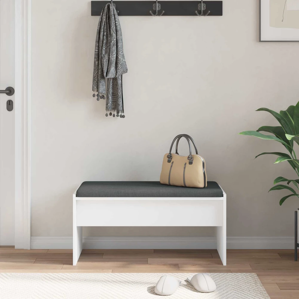 Koridoriaus suolas su pagalve Balta 80 x 38 x 46 cm