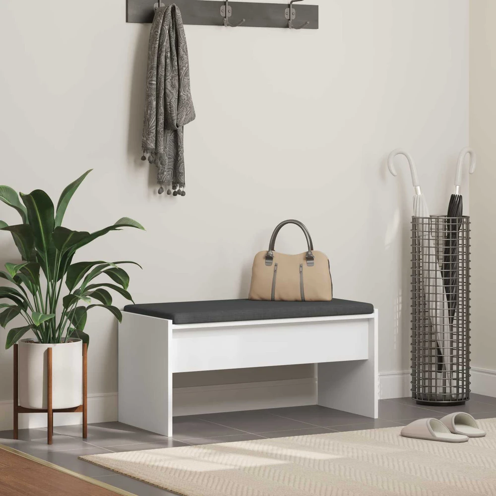 Koridoriaus suolas su pagalve Balta 80 x 38 x 46 cm