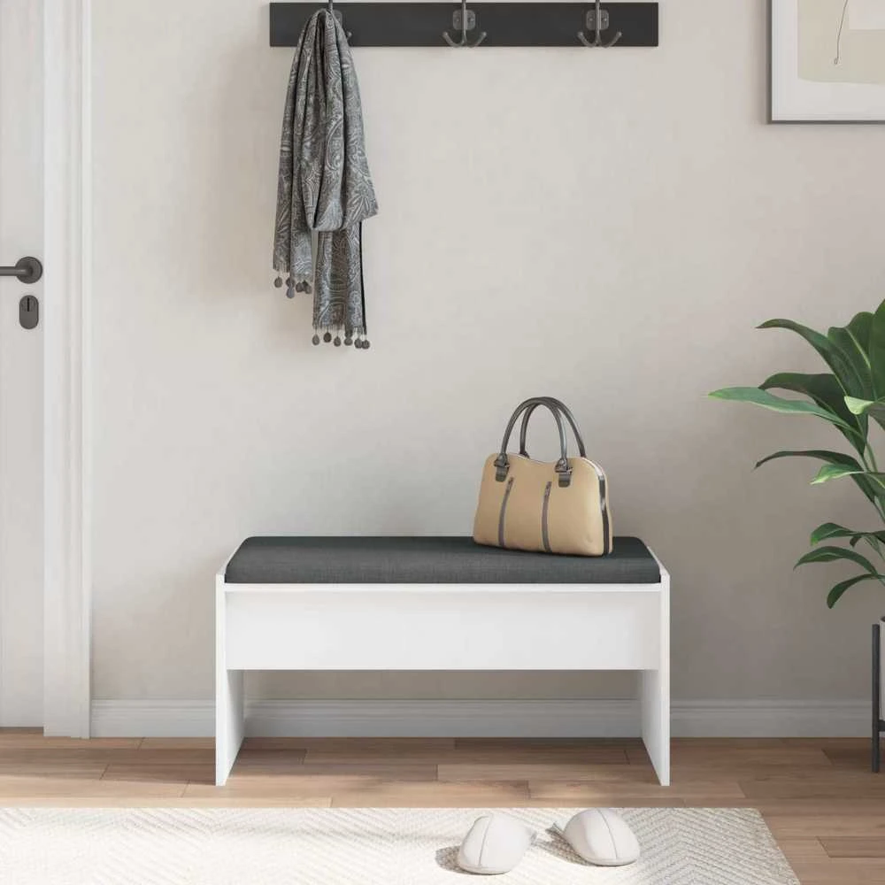 Koridoriaus suolas su pagalve Balta 80 x 38 x 46 cm