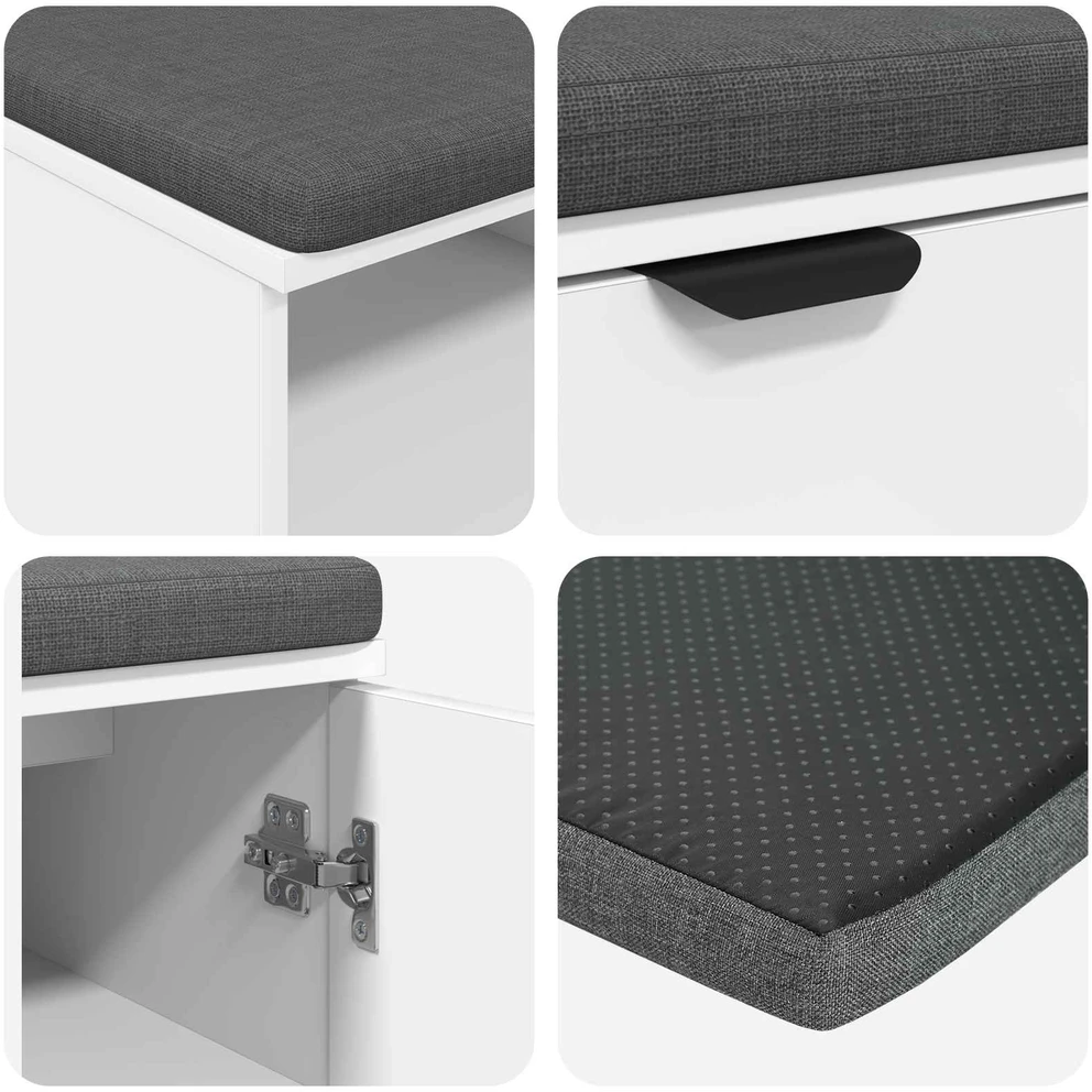 Koridoriaus suolas su pagalve Baltas 100 x 38 x 46 cm