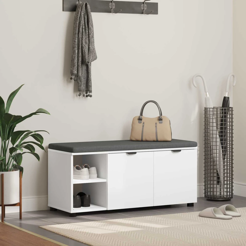Koridoriaus suolas su pagalve Baltas 100 x 38 x 46 cm
