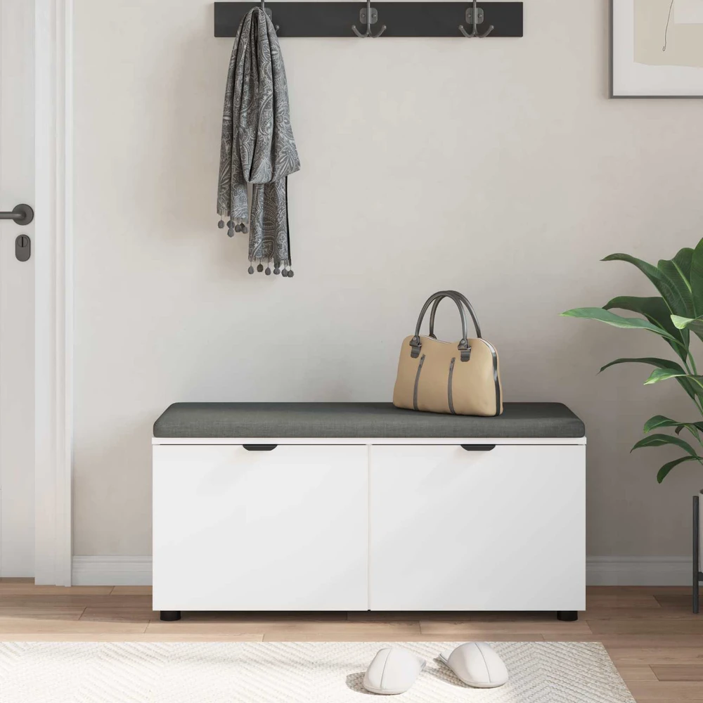 Koridoriaus suolas su pagalve Baltas 100 x 38 x 46 cm