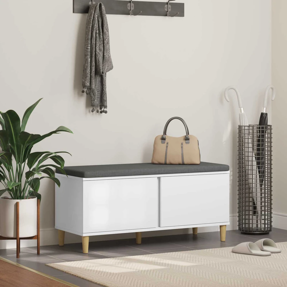 Koridoriaus suolas su pagalve Baltas 100 x 38 x 46 cm