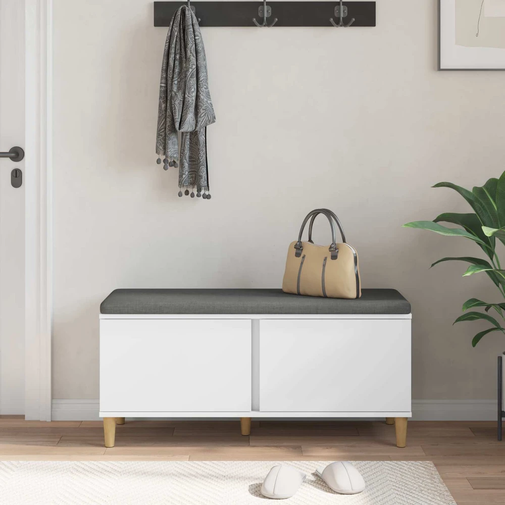 Koridoriaus suolas su pagalve Baltas 100 x 38 x 46 cm