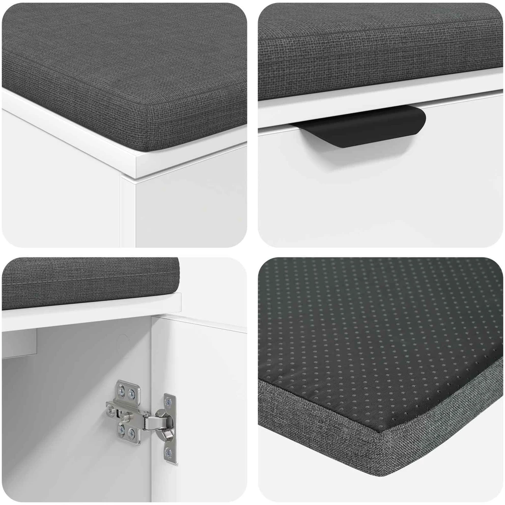 Koridoriaus suolas su pagalve Baltas 100 x 38 x 46 cm
