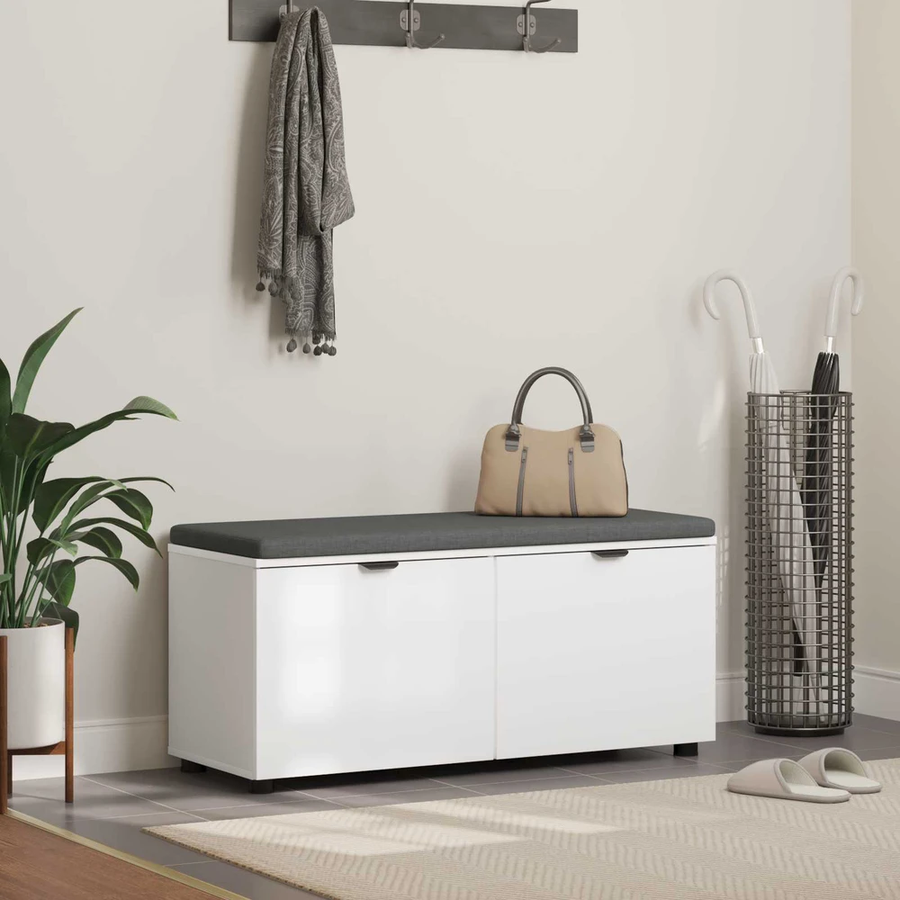 Koridoriaus suolas su pagalve Baltas 100 x 38 x 46 cm