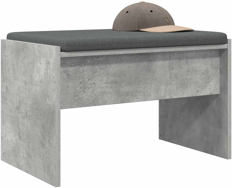 Koridoriaus suolas su pagalve Betono pilka 63 x 38 x 40 cm