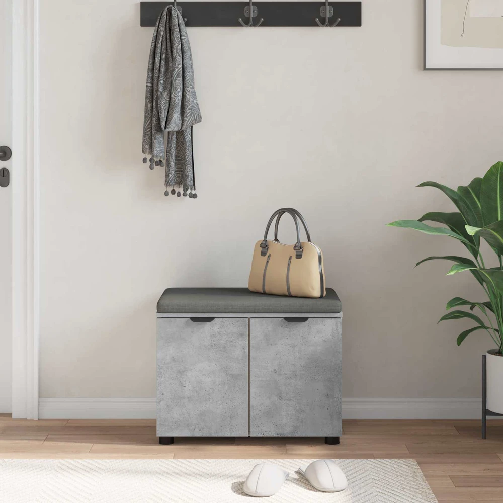 Koridoriaus suolas su pagalve Betono Pilka 60 x 38 x 46 cm