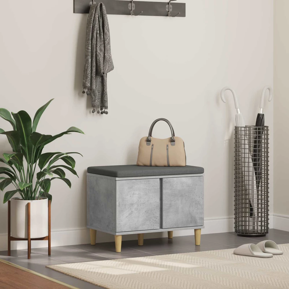 Koridoriaus suolas su pagalve Betono Pilka 60 x 38 x 46 cm