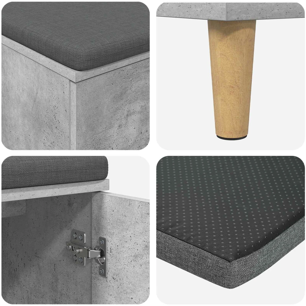 Koridoriaus suolas su pagalve Betono Pilka 80 x 38 x 46 cm