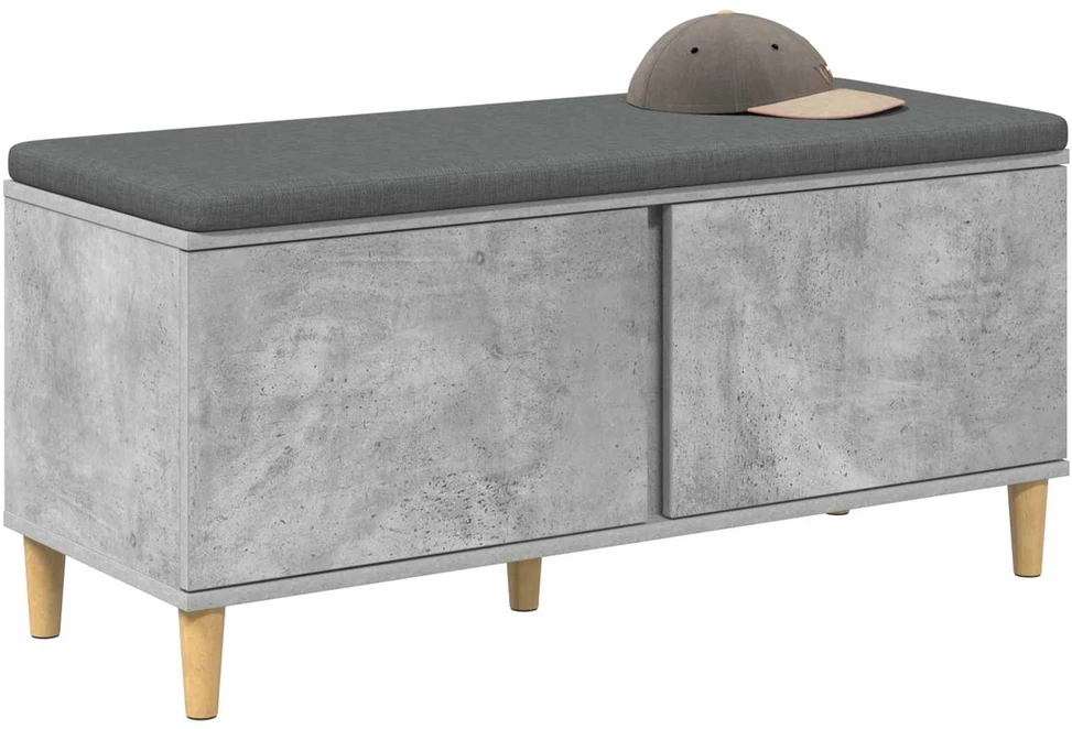 Koridoriaus suolas su pagalve Betono Pilka 100 x 38 x 46 cm