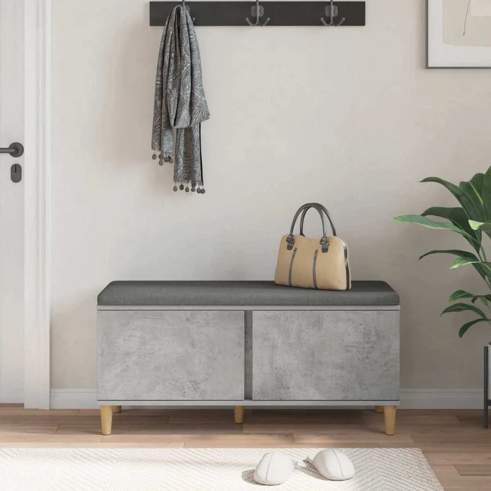 Koridoriaus suolas su pagalve Betono Pilka 100 x 38 x 46 cm