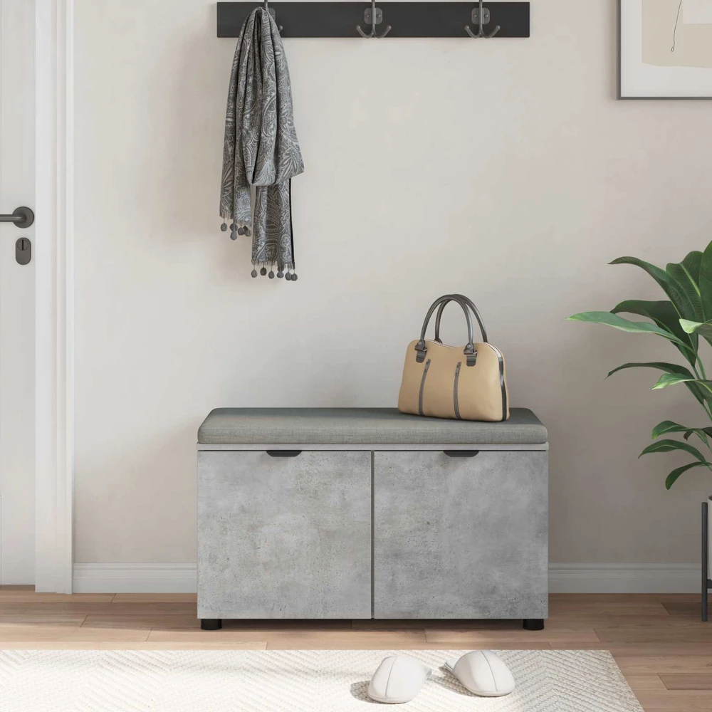Koridoriaus suolas su pagalve Betono Pilka 80 x 38 x 46 cm