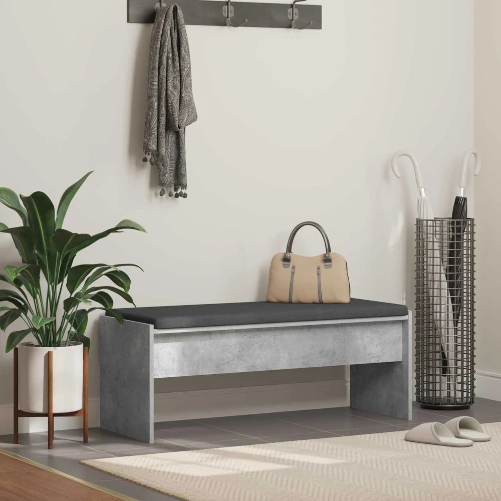Koridoriaus suolas su pagalve Betono pilka 103 x 38 x 40 cm