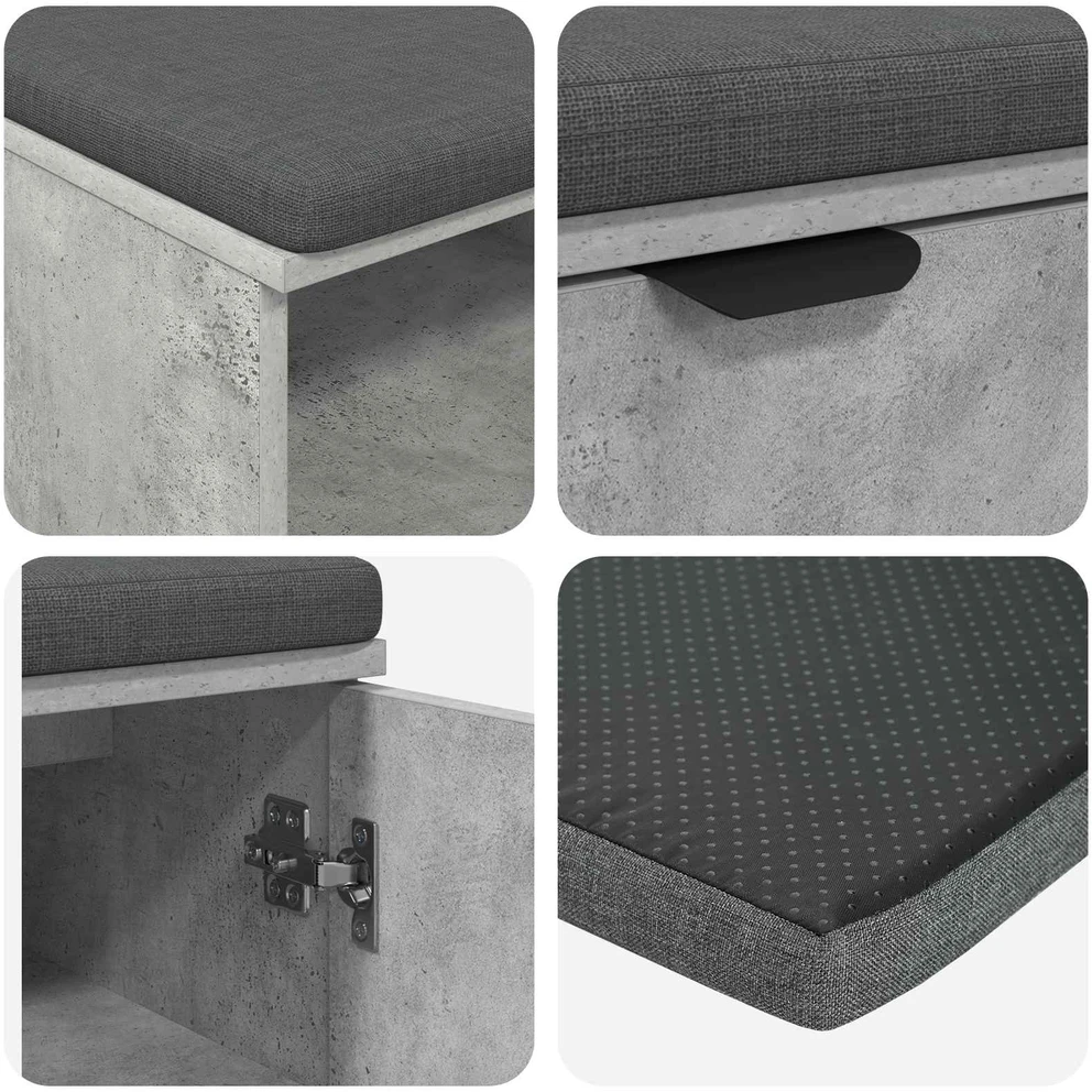 Koridoriaus suolas su pagalve Betono Pilka 80 x 38 x 46 cm