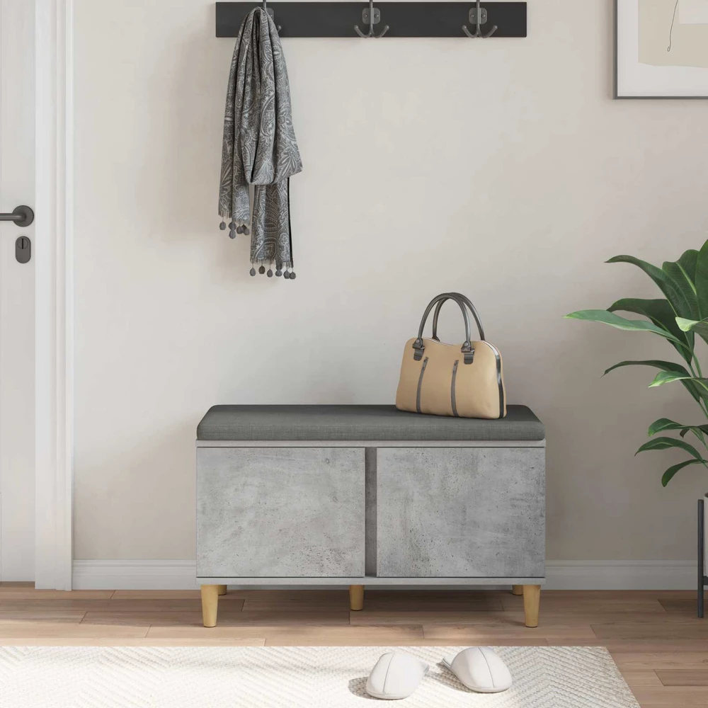 Koridoriaus suolas su pagalve Betono Pilka 80 x 38 x 46 cm