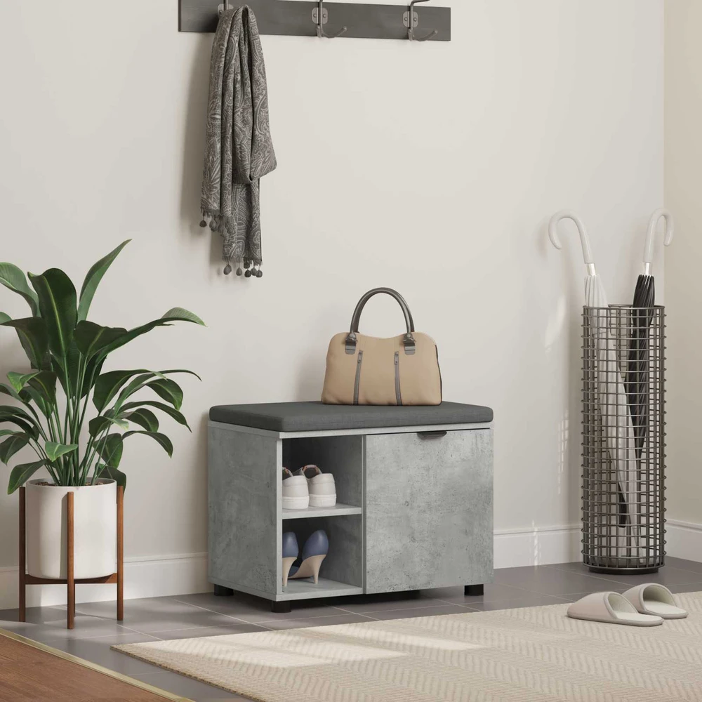 Koridoriaus suolas su pagalve Betono Pilka 60 x 38 x 46 cm