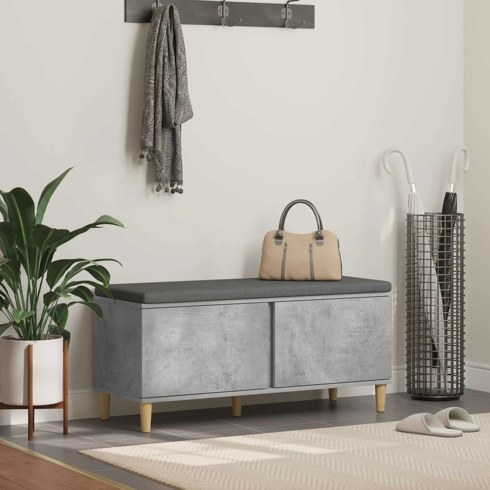 Koridoriaus suolas su pagalve Betono Pilka 100 x 38 x 46 cm