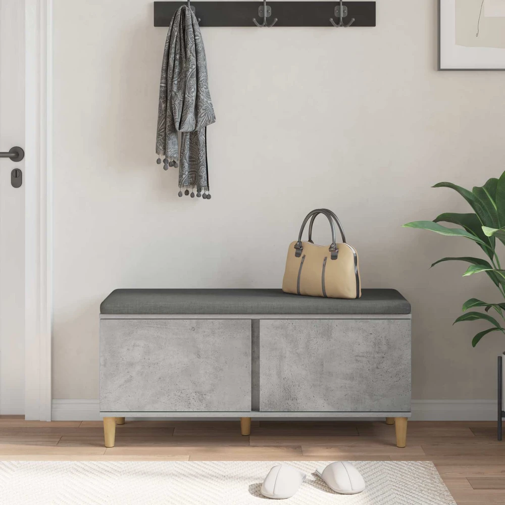 Koridoriaus suolas su pagalve Betono Pilka 100 x 38 x 46 cm