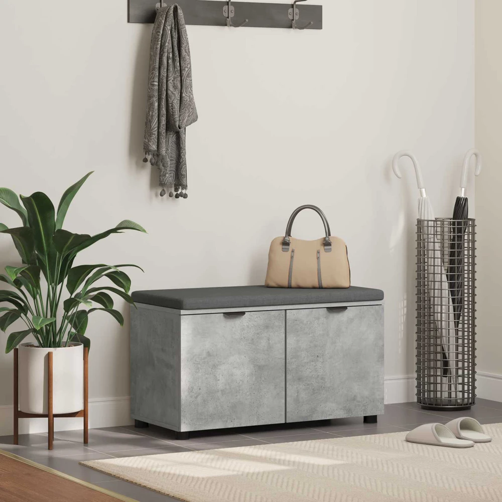 Koridoriaus suolas su pagalve Betono Pilka 80 x 38 x 46 cm