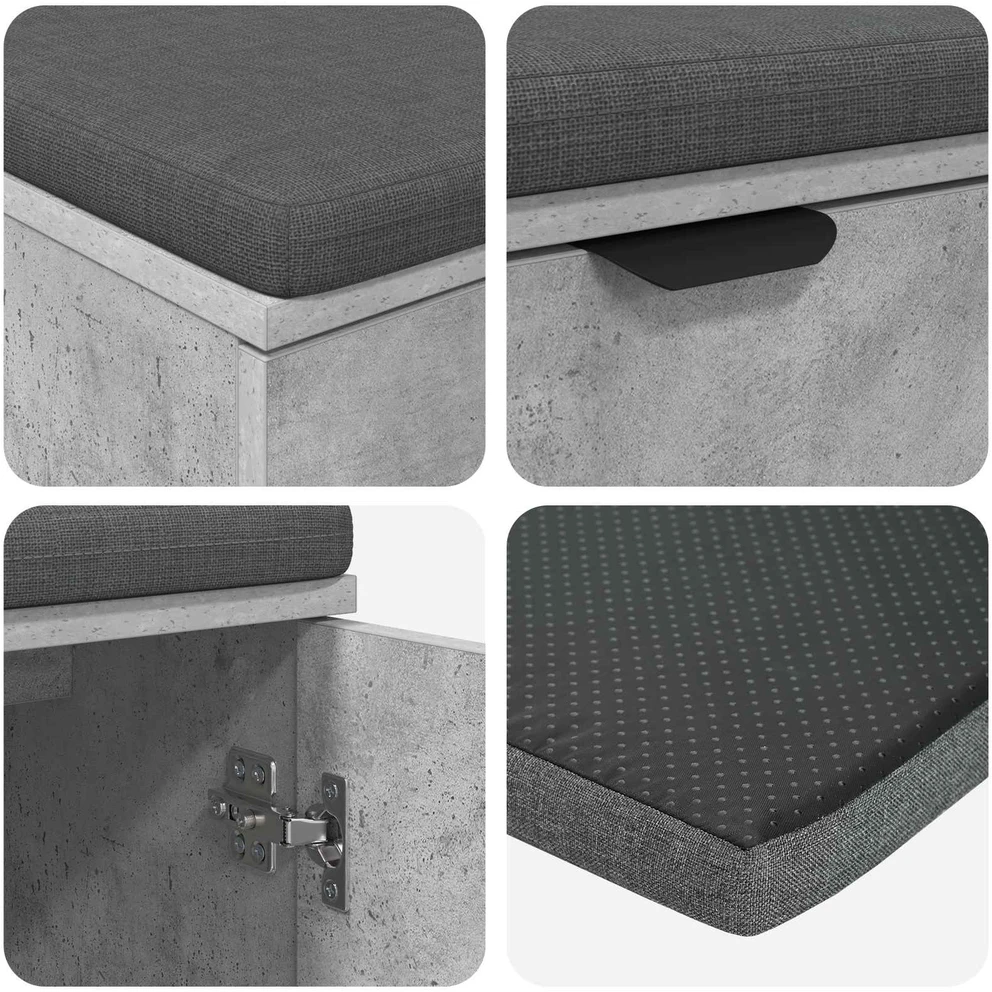 Koridoriaus suolas su pagalve Betono Pilka 80 x 38 x 46 cm