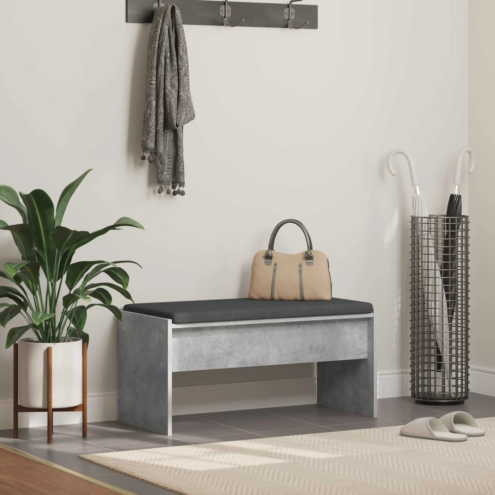 Koridoriaus suolas su pagalve Betono pilka 83 x 38 x 40 cm