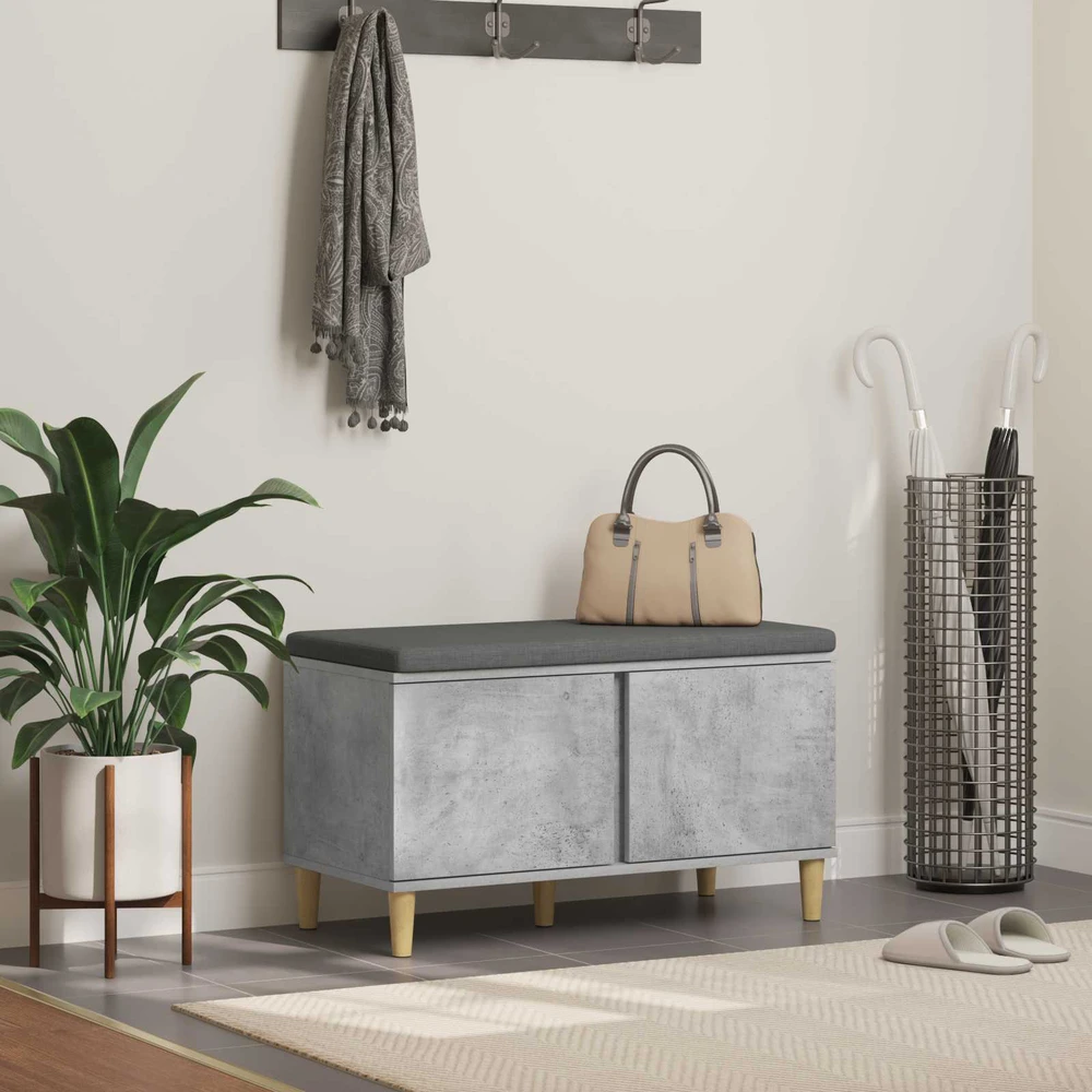 Koridoriaus suolas su pagalve Betono Pilka 80 x 38 x 46 cm