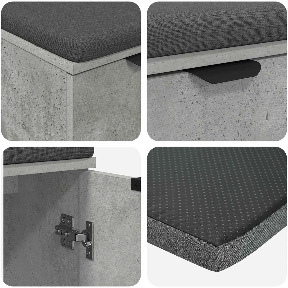 Koridoriaus suolas su pagalve Betono Pilka 60 x 38 x 46 cm
