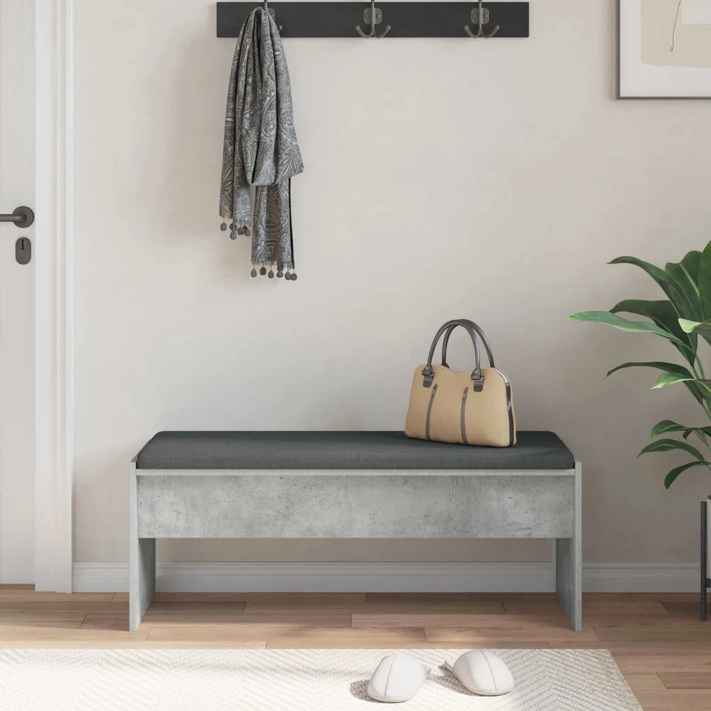 Koridoriaus suolas su pagalve Betono pilka 103 x 38 x 40 cm
