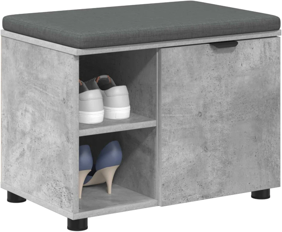 Koridoriaus suolas su pagalve Betono Pilka 60 x 38 x 46 cm