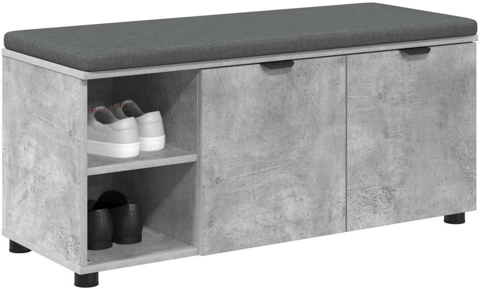 Koridoriaus suolas su pagalve Betono Pilka 100 x 38 x 46 cm