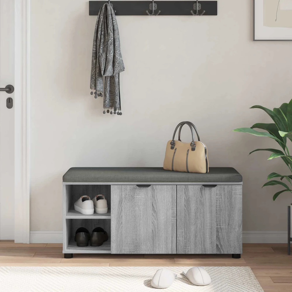 Koridoriaus suolas su pagalve Pilka Sonoma 100 x 38 x 46 cm