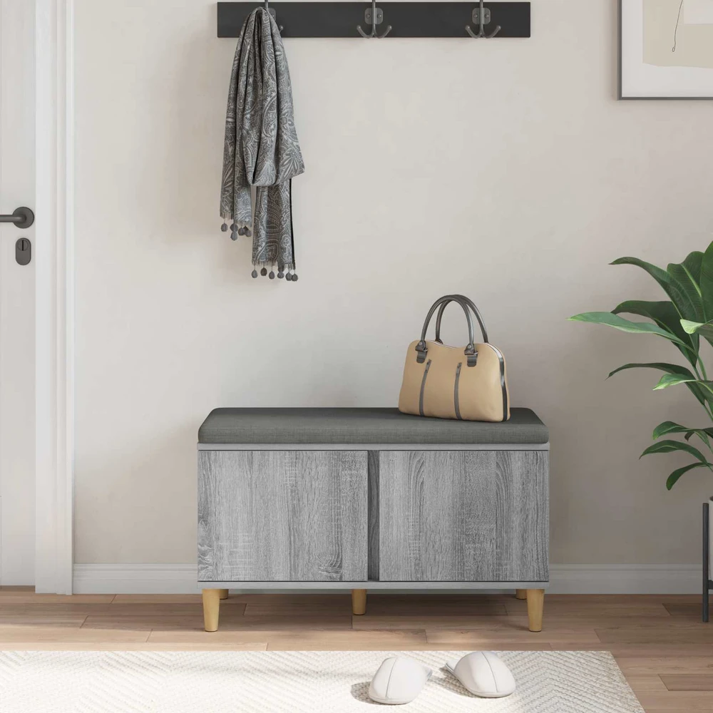 Koridoriaus suolas su pagalve Pilka Sonoma 80 x 38 x 46 cm