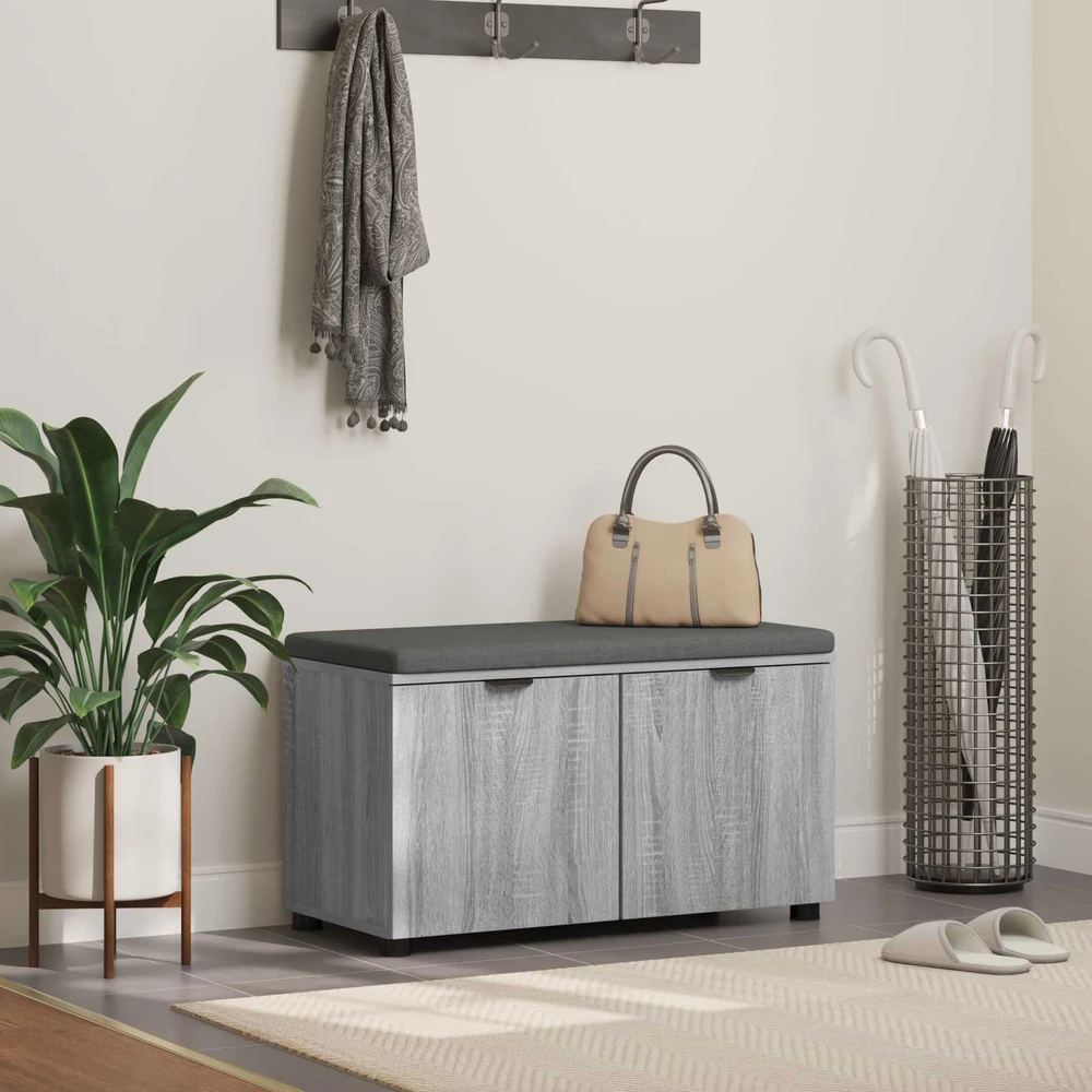 Koridoriaus suolas su pagalve Pilka Sonoma 80 x 38 x 46 cm