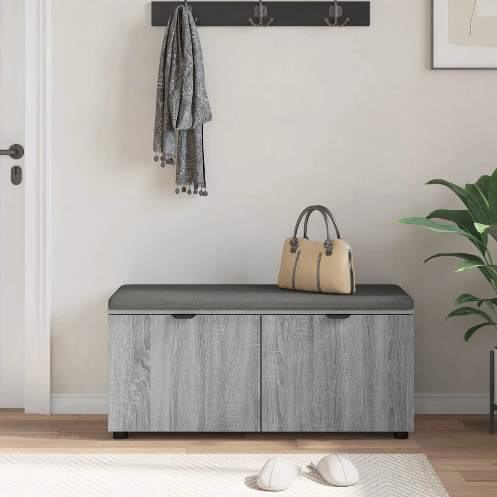 Koridoriaus suolas su pagalve Pilka Sonoma 100 x 38 x 46 cm