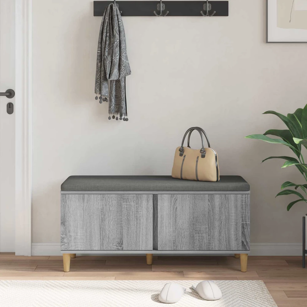 Koridoriaus suolas su pagalve Pilka Sonoma 100 x 38 x 46 cm