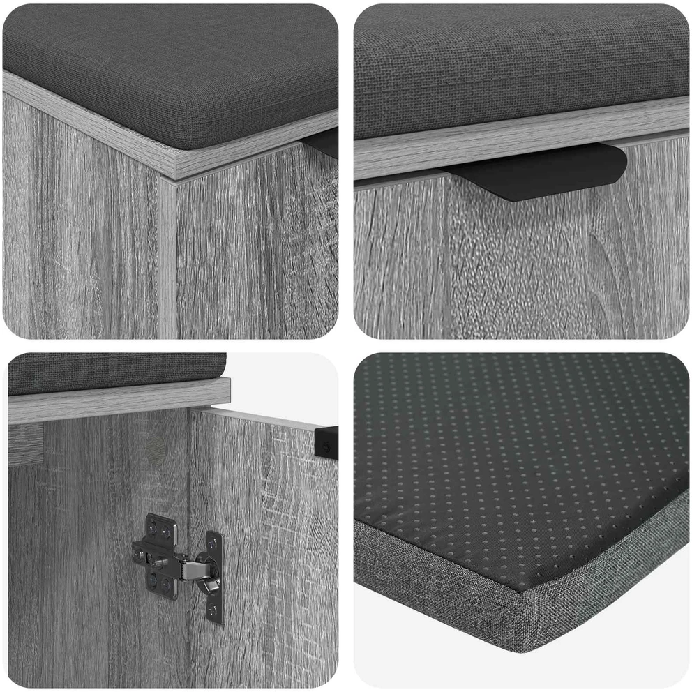 Koridoriaus suolas su pagalve Pilka Sonoma 60 x 38 x 46 cm