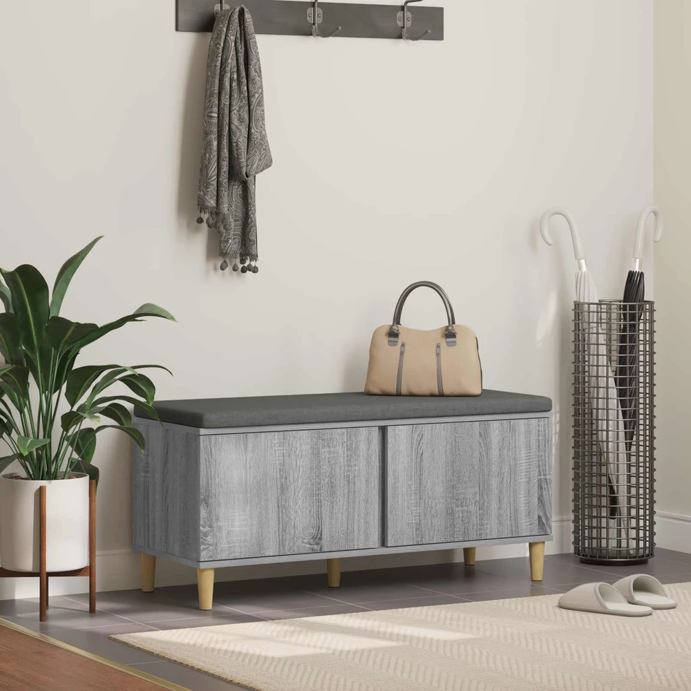 Koridoriaus suolas su pagalve Pilka Sonoma 100 x 38 x 46 cm