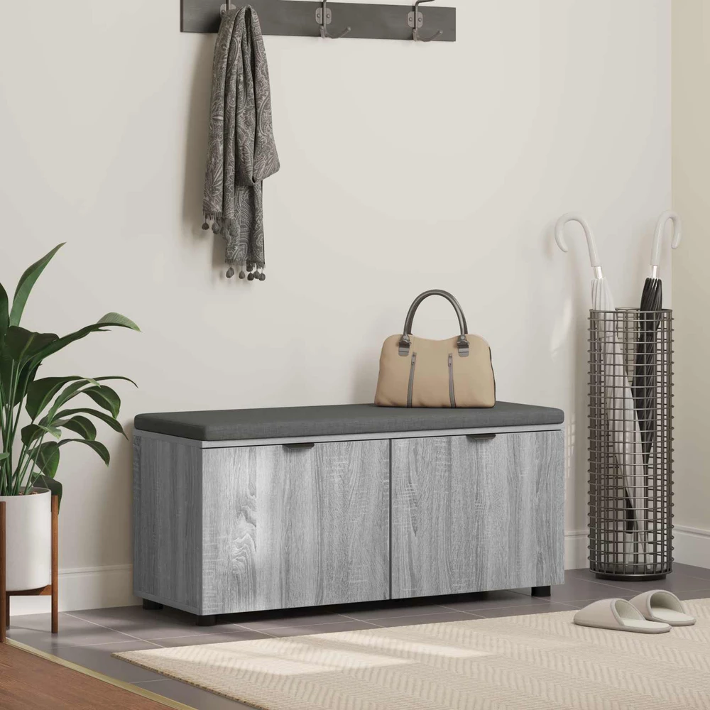 Koridoriaus suolas su pagalve Pilka Sonoma 100 x 38 x 46 cm