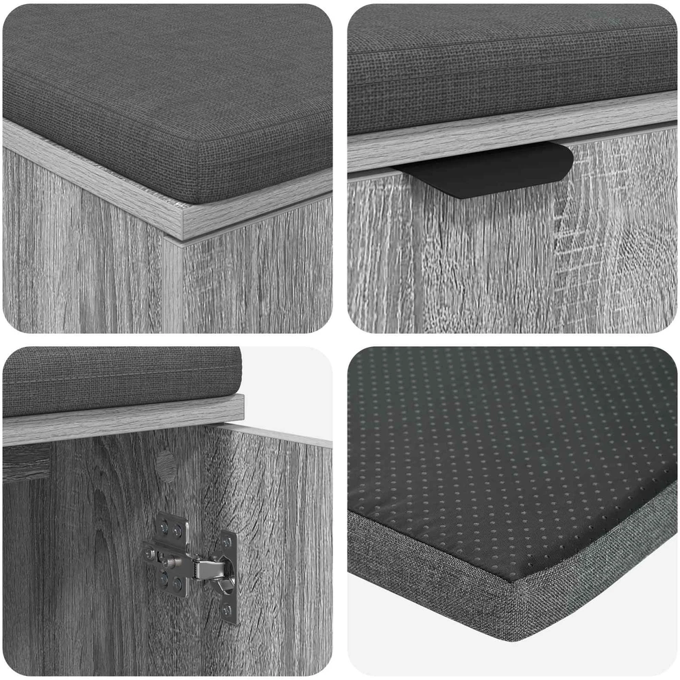Koridoriaus suolas su pagalve Pilka Sonoma 80 x 38 x 46 cm