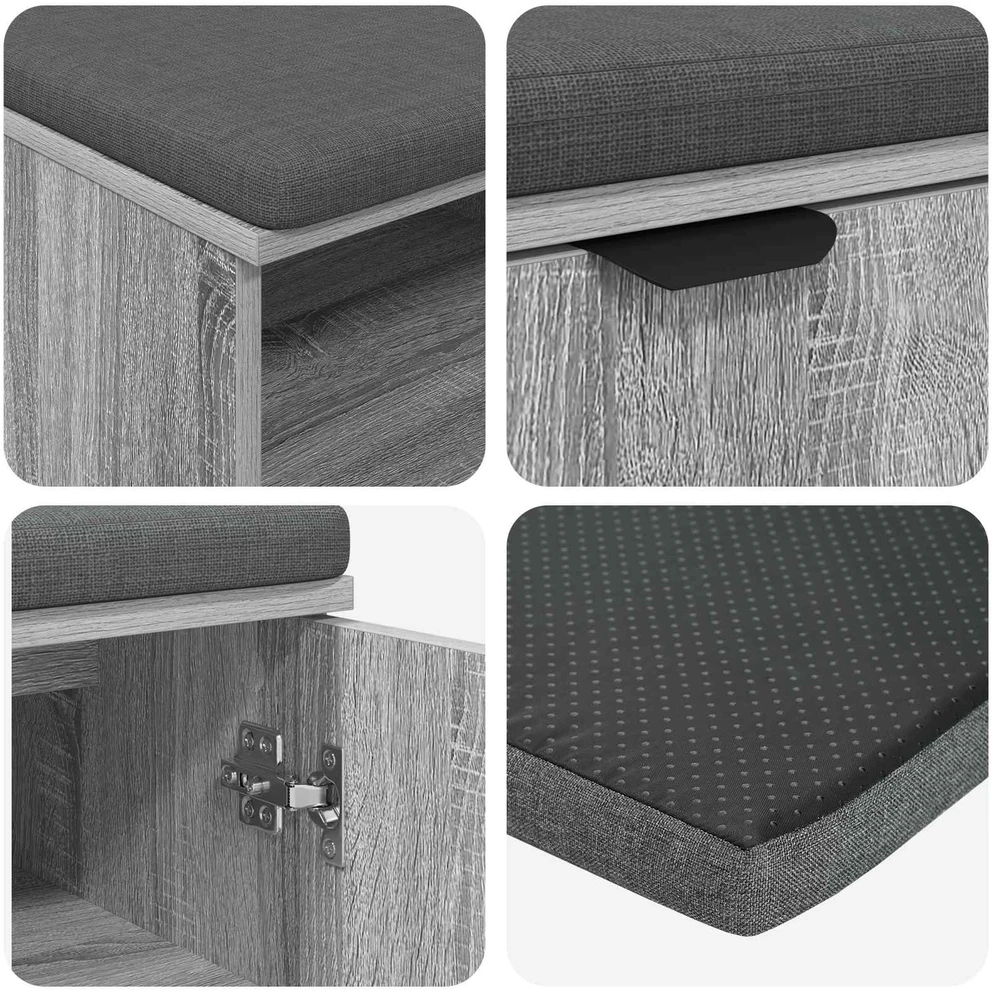 Koridoriaus suolas su pagalve Pilka Sonoma 100 x 38 x 46 cm