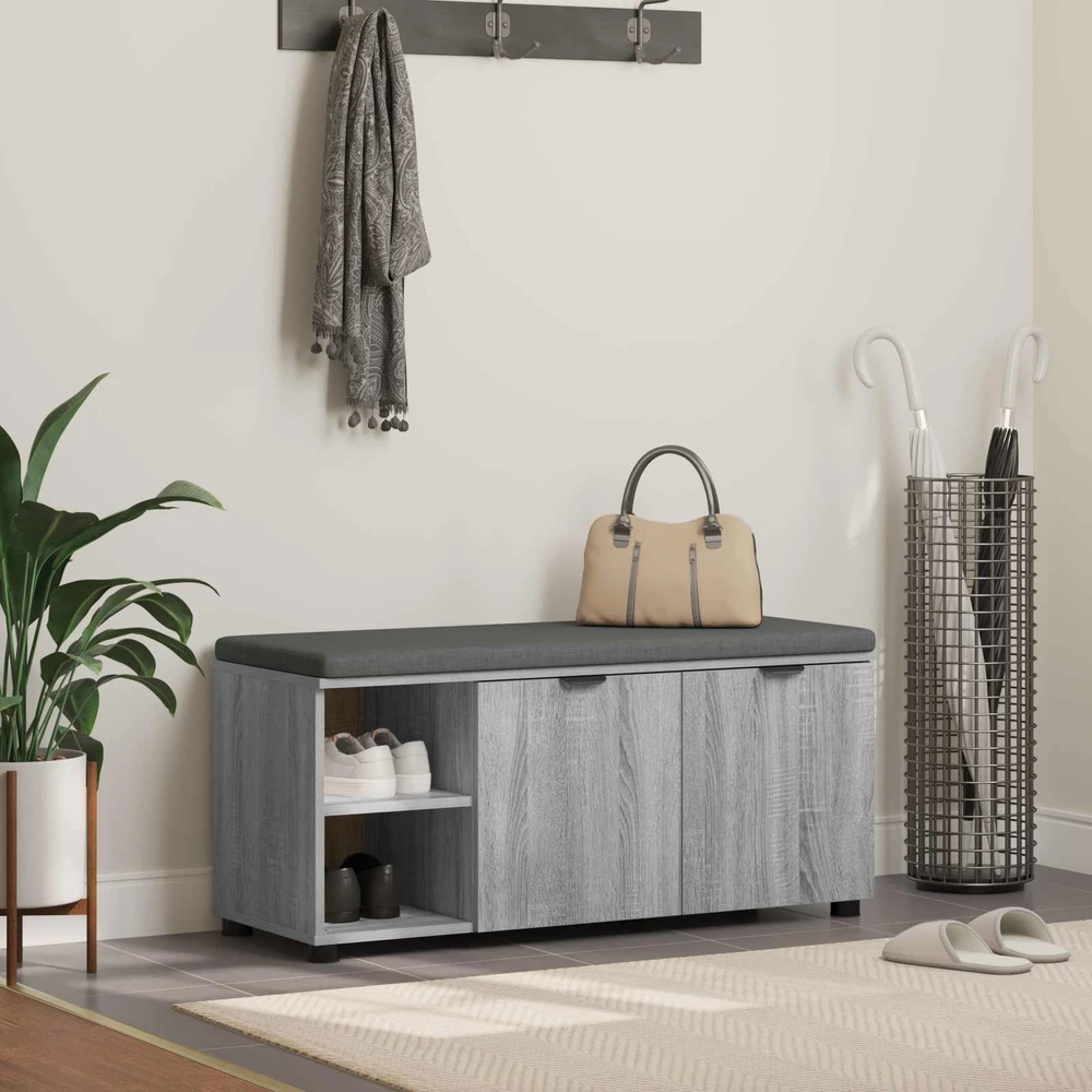 Koridoriaus suolas su pagalve Pilka Sonoma 100 x 38 x 46 cm